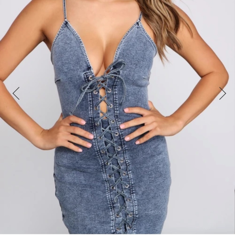 Denim Laceup Dress, Windsor